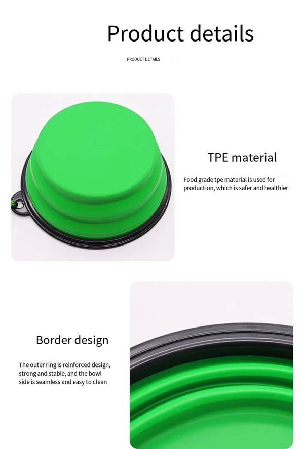 Outdoor Portable Collapsible Traveling and Camping Feed Pet Silicone Bowl (Black)