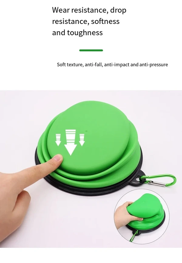 Outdoor Portable Collapsible Traveling and Camping Feed Pet Silicone Bowl (Black)