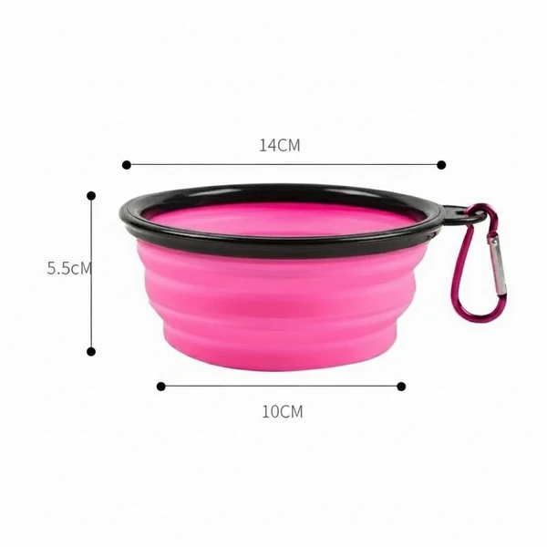 Outdoor Portable Collapsible Traveling and Camping Feed Pet Silicone Bowl (Black)