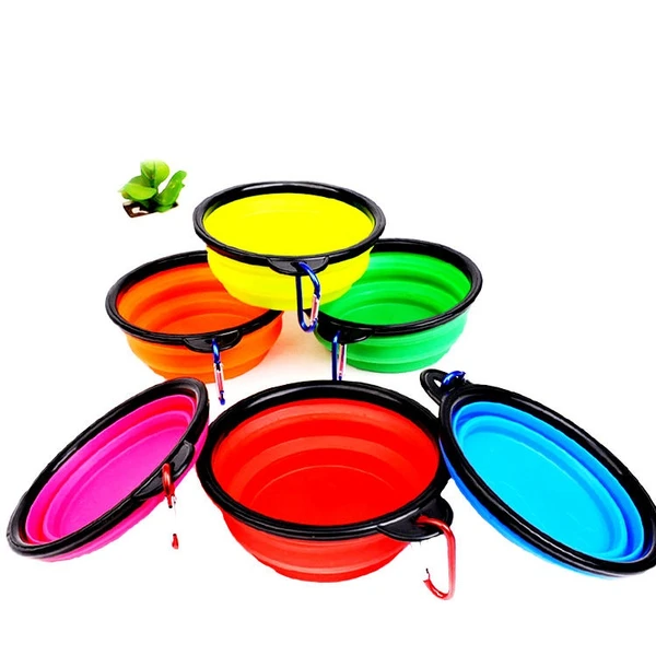 Outdoor Portable Collapsible Traveling and Camping Feed Pet Silicone Bowl (Black)
