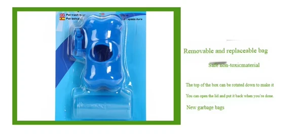 Bone-Shaped Dog Trash Bags Dispenser + 1 Roll for Poop Waste Disposal and Toilet Pick up Kit