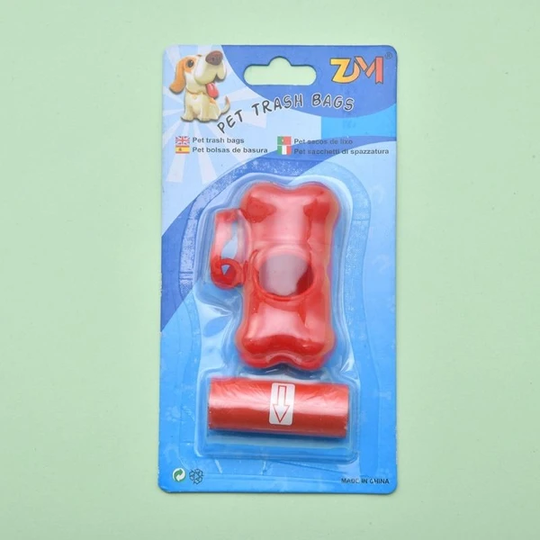 Bone-Shaped Dog Trash Bags Dispenser + 1 Roll for Poop Waste Disposal and Toilet Pick up Kit