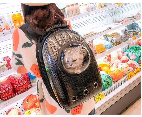 Space Capsule Shaped Pet Backpack Breathable Double Shoulder Bag for Cats & Small Dogs