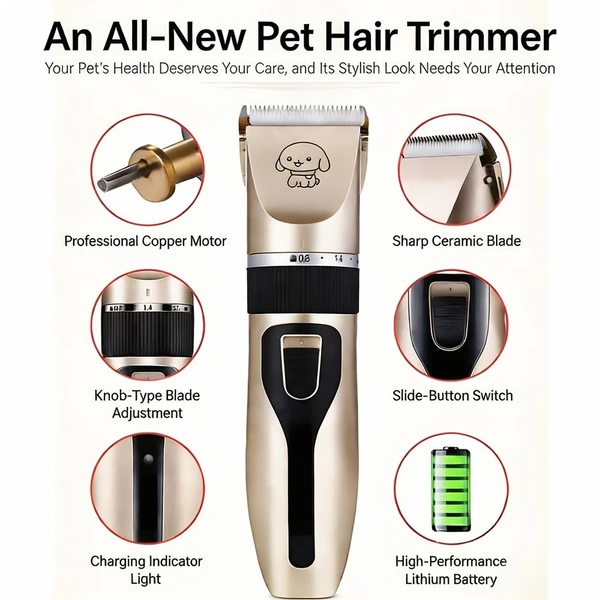 Professional Electric Pet Grooming Hair Clipper Trimmer Set for Cats & Dogs