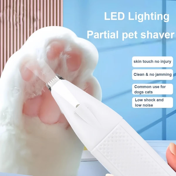 Electric Pet Paw Hair Clipper Trimmer for Cats & Dogs (White)