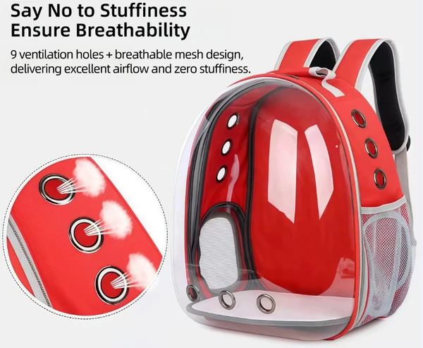 Transparent Pet Backpack – Breathable Double Shoulder Bag for Cats & Small Dogs  