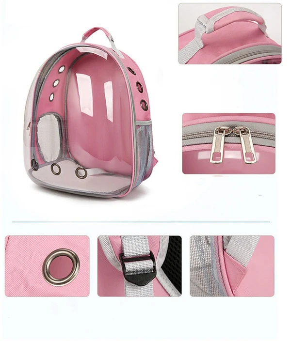 Transparent Pet Backpack – Breathable Double Shoulder Bag for Cats & Small Dogs  