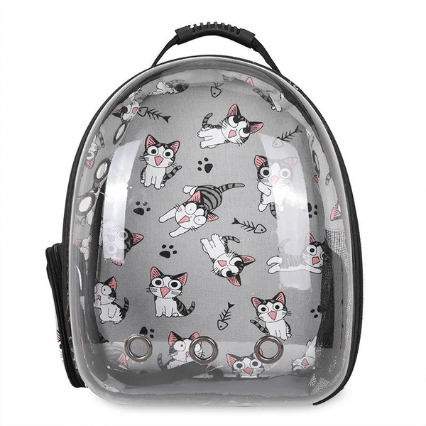 Transparent Pet Backpack with Various Patterns– Breathable Double Shoulder Bag for Cats & Small Dogs (Pink)
