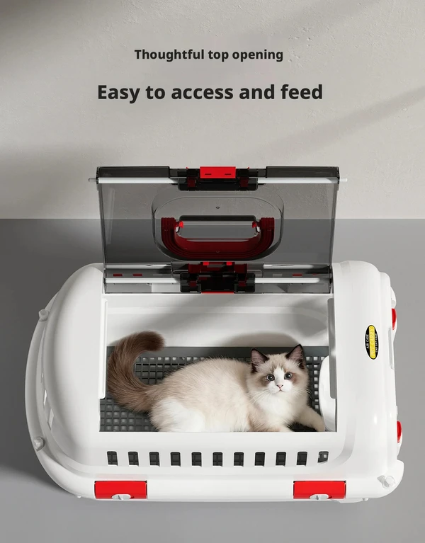 Pet Carrier Large with Panoramic Sunroof Design Large Space Breathable Two-way Spring Door Suitable for air Travel (56x34x36) cm