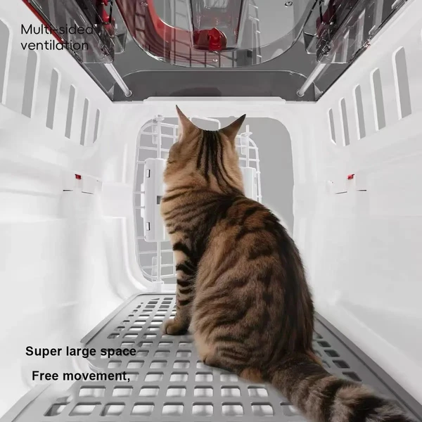 Pet Carrier Large with Panoramic Sunroof Design Large Space Breathable Two-way Spring Door Suitable for air Travel (56x34x36) cm