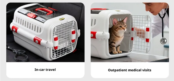 Pet Carrier Large with Panoramic Sunroof Design Large Space Breathable Two-way Spring Door Suitable for air Travel (56x34x36) cm