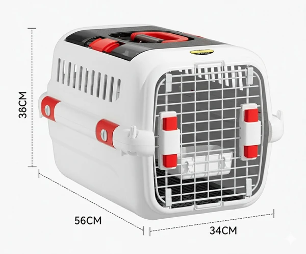 Pet Carrier Large with Panoramic Sunroof Design Large Space Breathable Two-way Spring Door Suitable for air Travel (56x34x36) cm