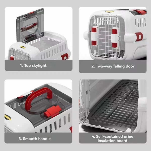 Portable Light Weight Airline Approved Pet Travel Carrier Medium with Panoramic Sunroof Design (49x30x32) cm