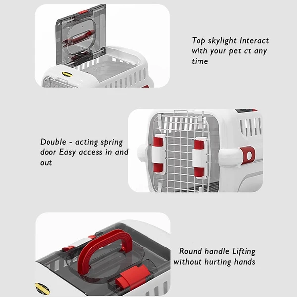 Portable Light Weight Airline Approved Pet Travel Carrier Medium with Panoramic Sunroof Design (49x30x32) cm