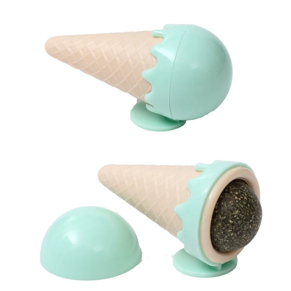 Ice Cream-Shaped Catnip Ball Lickable Interactive Cat Toy 
