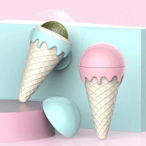 Ice Cream-Shaped Catnip Ball Lickable Interactive Cat Toy 