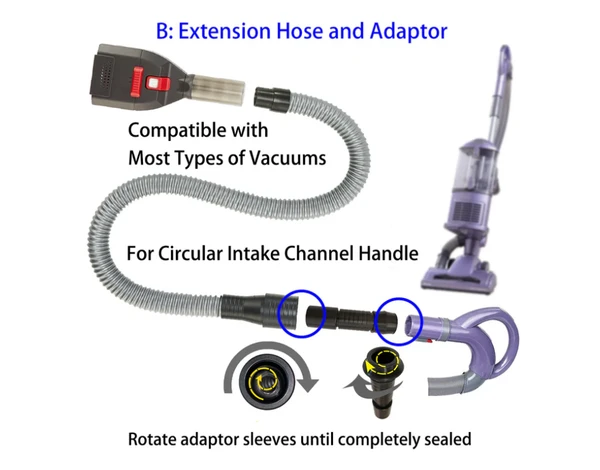 Pet Grooming Kit – Pet Hair Shedding Brush with Long Extension Hose for Vacuuming up Loose fur with 2 Attachments for Most Vacuum Cleaners