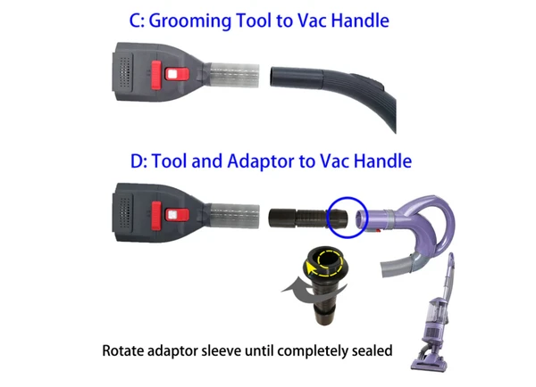 Pet Grooming Kit – Pet Hair Shedding Brush with Long Extension Hose for Vacuuming up Loose fur with 2 Attachments for Most Vacuum Cleaners