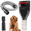 Pet Grooming Kit – Pet Hair Shedding Brush with Long Extension Hose for Vacuuming up Loose fur with 2 Attachments for Most Vacuum Cleaners