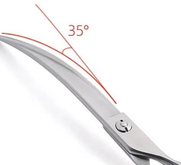 Stainless Steel Curved Pet Grooming Hair Scissor with Safety Round Tips 