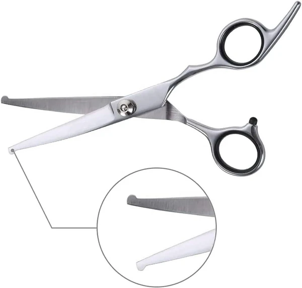 Stainless Steel Curved Pet Grooming Hair Scissor with Safety Round Tips 