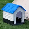 Breathable Detachable Outdoor Plastic Dog House with Elevated Floor & Metal Door for Medium Dogs