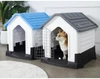 Breathable Detachable Outdoor Plastic Dog House with Elevated Floor & Metal Door for Medium Dogs