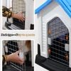 Breathable Detachable Outdoor Plastic Dog House with Elevated Floor & Metal Door for Medium Dogs