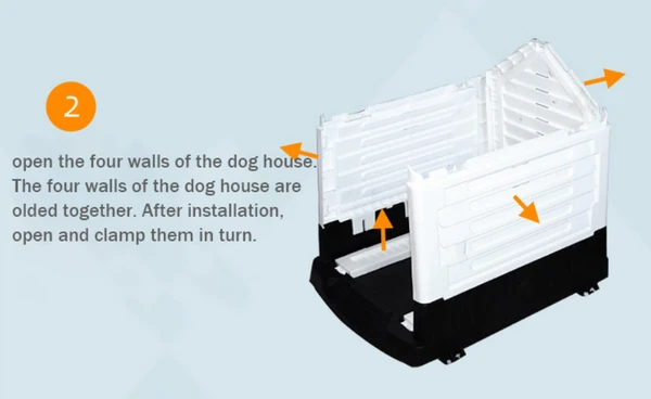 Breathable Detachable Outdoor Plastic Dog House with Elevated Floor & Metal Door for Medium Dogs