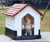 Breathable Detachable Outdoor Plastic Dog House with Elevated Floor & Metal Door for Medium Dogs