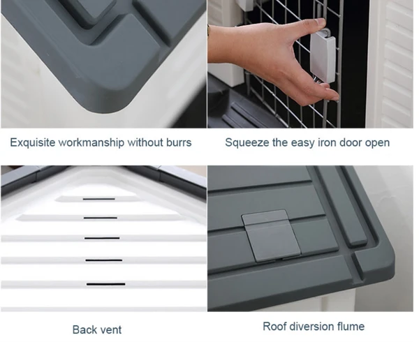 Breathable Detachable Outdoor Plastic Dog House with Elevated Floor & Metal Door for Medium Dogs