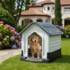 Breathable Detachable Outdoor Plastic Dog House with Elevated Floor & Metal Door for Medium Dogs