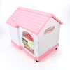 Indoor/Outdoor Plastic Dog House with Wheels – Breathable & Lockable Metal Door for Small Dogs 