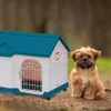 Indoor/Outdoor Plastic Dog House with Wheels – Breathable & Lockable Metal Door for Small Dogs 