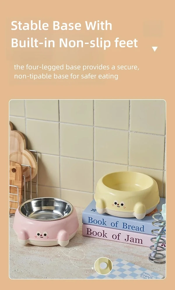 Rounded Shape Pet Bowl with Stainless Steel Inner Bowl for Dogs & Cats 