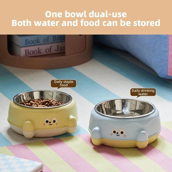 Rounded Shape Pet Bowl with Stainless Steel Inner Bowl for Dogs & Cats 