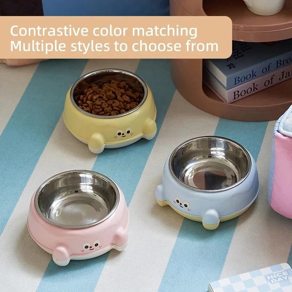 Rounded Shape Pet Bowl with Stainless Steel Inner Bowl for Dogs & Cats 