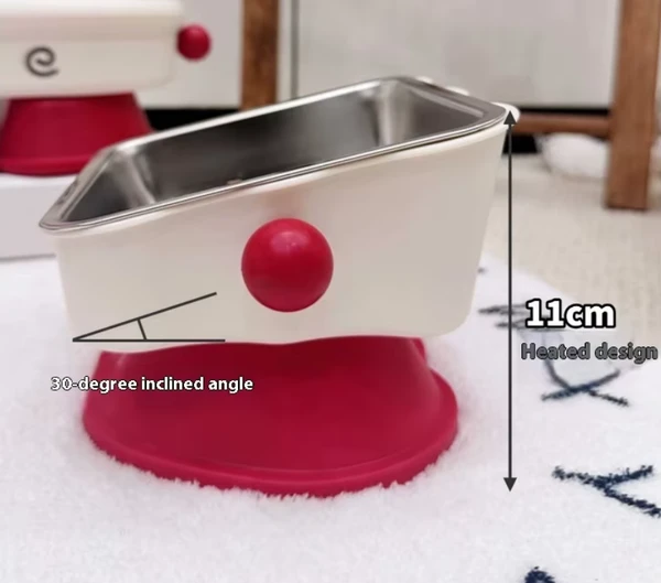 Tilted Elevated Square Pet Bowl with Anti-Slip Base – Neck Support & Easy Clean for Dogs & Cats 