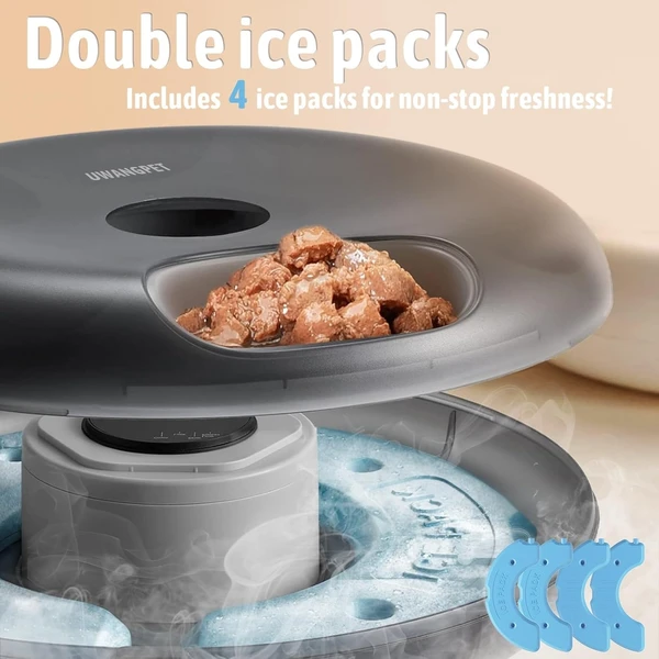 USB Rechargeable Wireless Automatic Pet Feeder with Timer & 4 Ice Packs – 6-Compartment Feeding Tray for Cats and Small Dogs