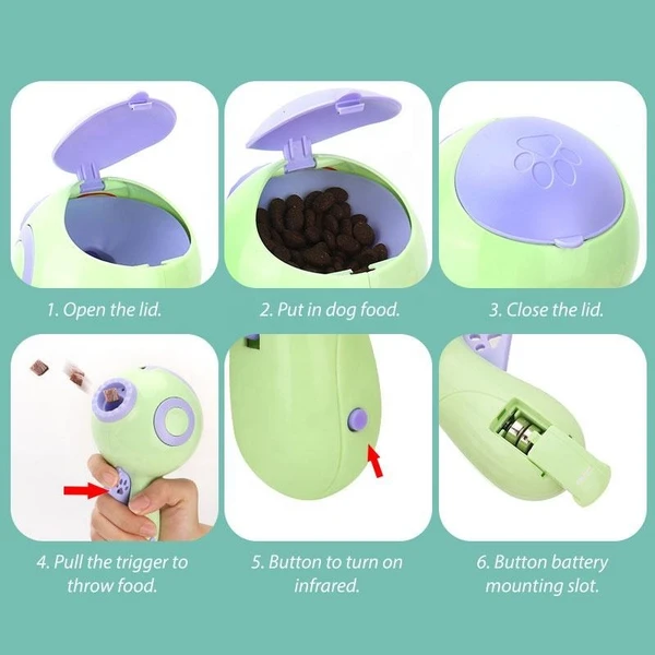 Interactive Pet Food & Treat Launch Gun with Laser Light for Dogs & Cats 