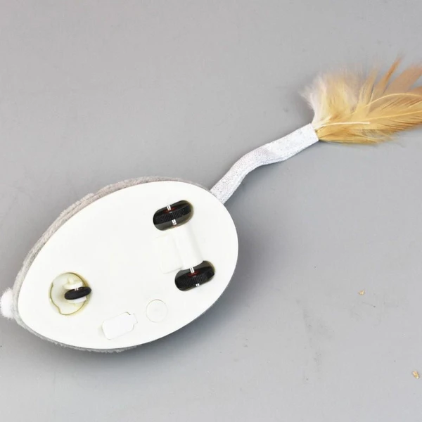 Interactive Rechargeable Electric Plush Mouse with Feather Cat Toy 