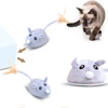 Interactive Rechargeable Electric Plush Mouse with Feather Cat Toy 