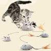 Interactive Rechargeable Electric Plush Mouse with Feather Cat Toy 