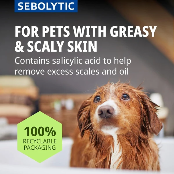 Virbac Sebolytic K Dermatological Shampoo for Greasy, Scaly & Smelly Skin Treatment for Dogs and Cats 250 mL 
