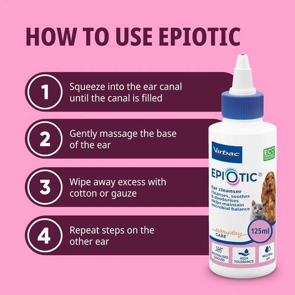 Virbac Epiotic Ear Cleanser for Dogs and Cats 125 mL