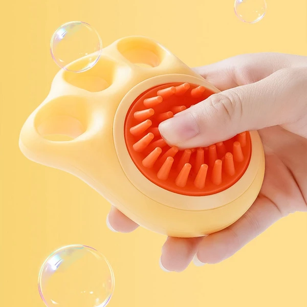 2-in-1 Soft Silicone Bath & Massage Pet Brush with Soap Dispenser for Dogs and Cats