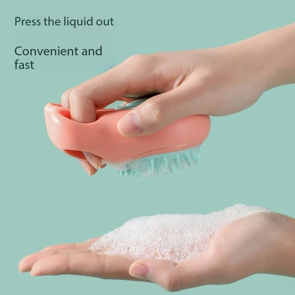 2-in-1 Soft Silicone Bath & Massage Pet Brush with Soap Dispenser for Dogs and Cats