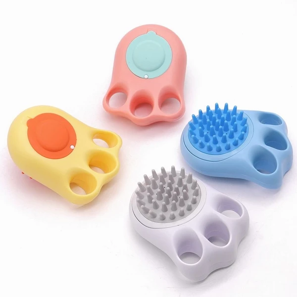 2-in-1 Soft Silicone Bath & Massage Pet Brush with Soap Dispenser for Dogs and Cats