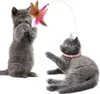 Interactive Adjustable Silicone Cat Collar with Wire, Feather & Bell Self Play Cat Toy 