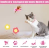 Interactive Adjustable Silicone Cat Collar with Wire, Feather & Bell Self Play Cat Toy 